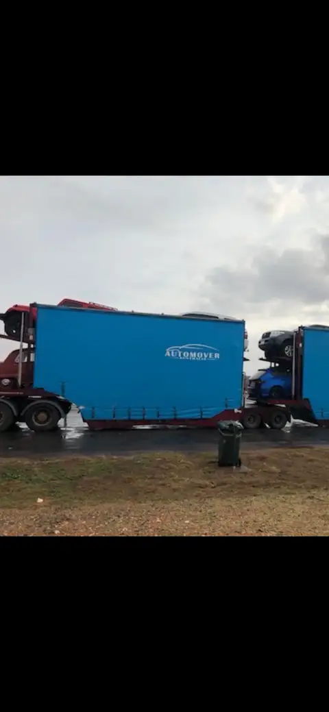 Auto Mover Blue Enclosed Car Transport Carrier Fleet